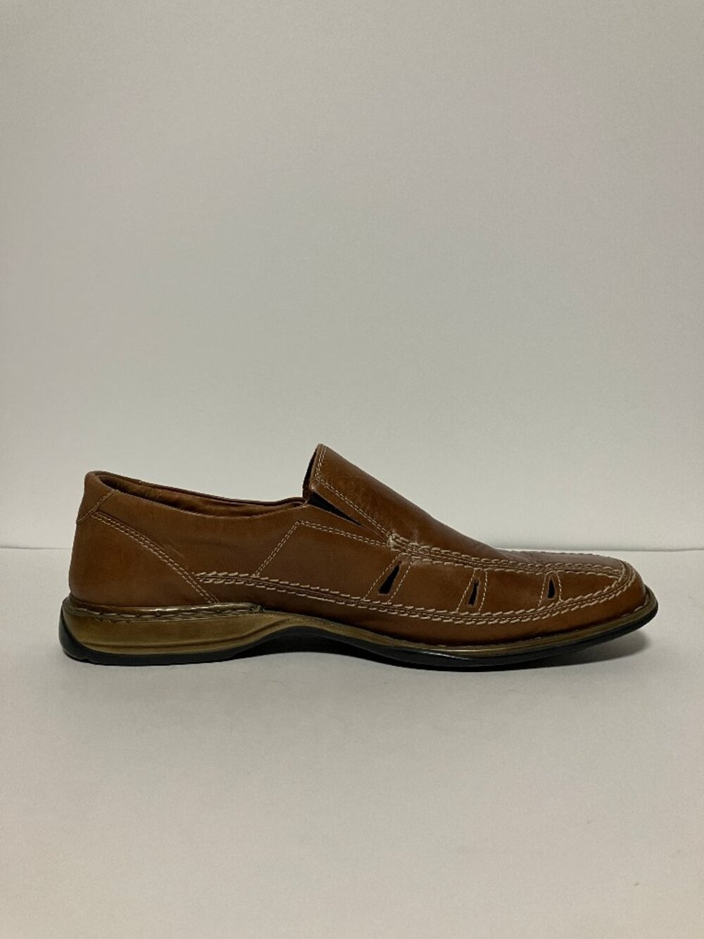 Josef Seibel "Steven 12" Brown Leather Fisherman Loafers Mens Size EU 43 US 10 - Picture 7 of 12
